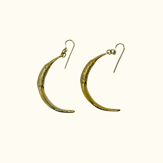 Crescent Moon Earrings Brass