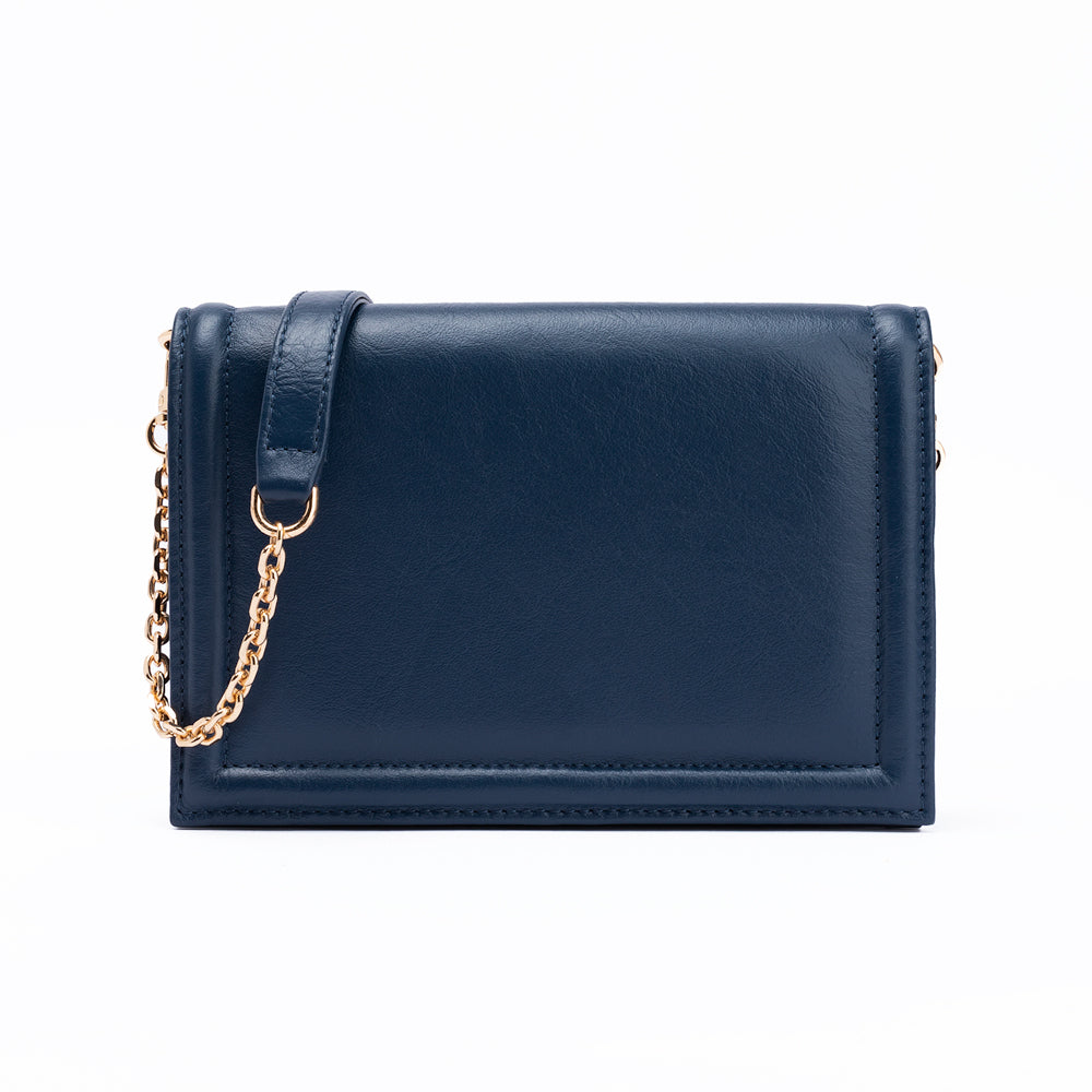 Green Market Crossbody in Navy Leather