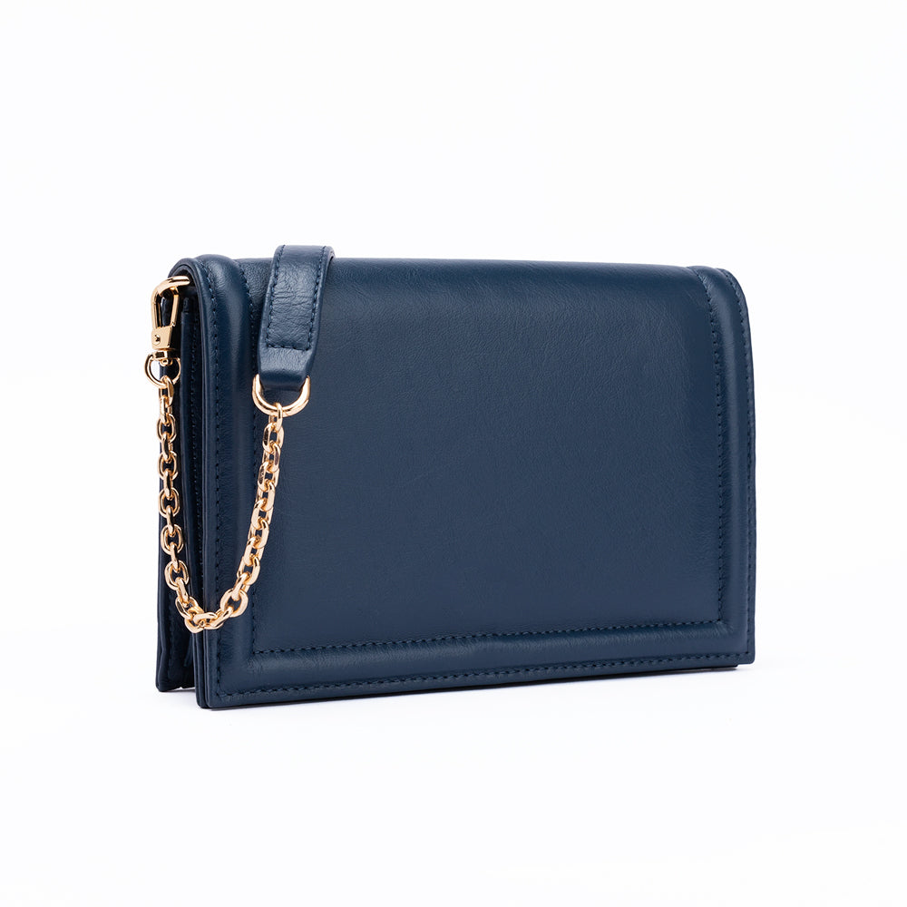 Green Market Crossbody in Navy Leather