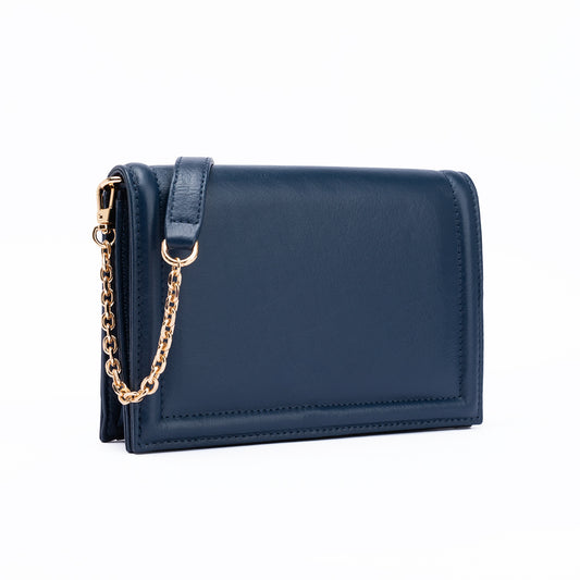 Green Market Crossbody in Navy Leather