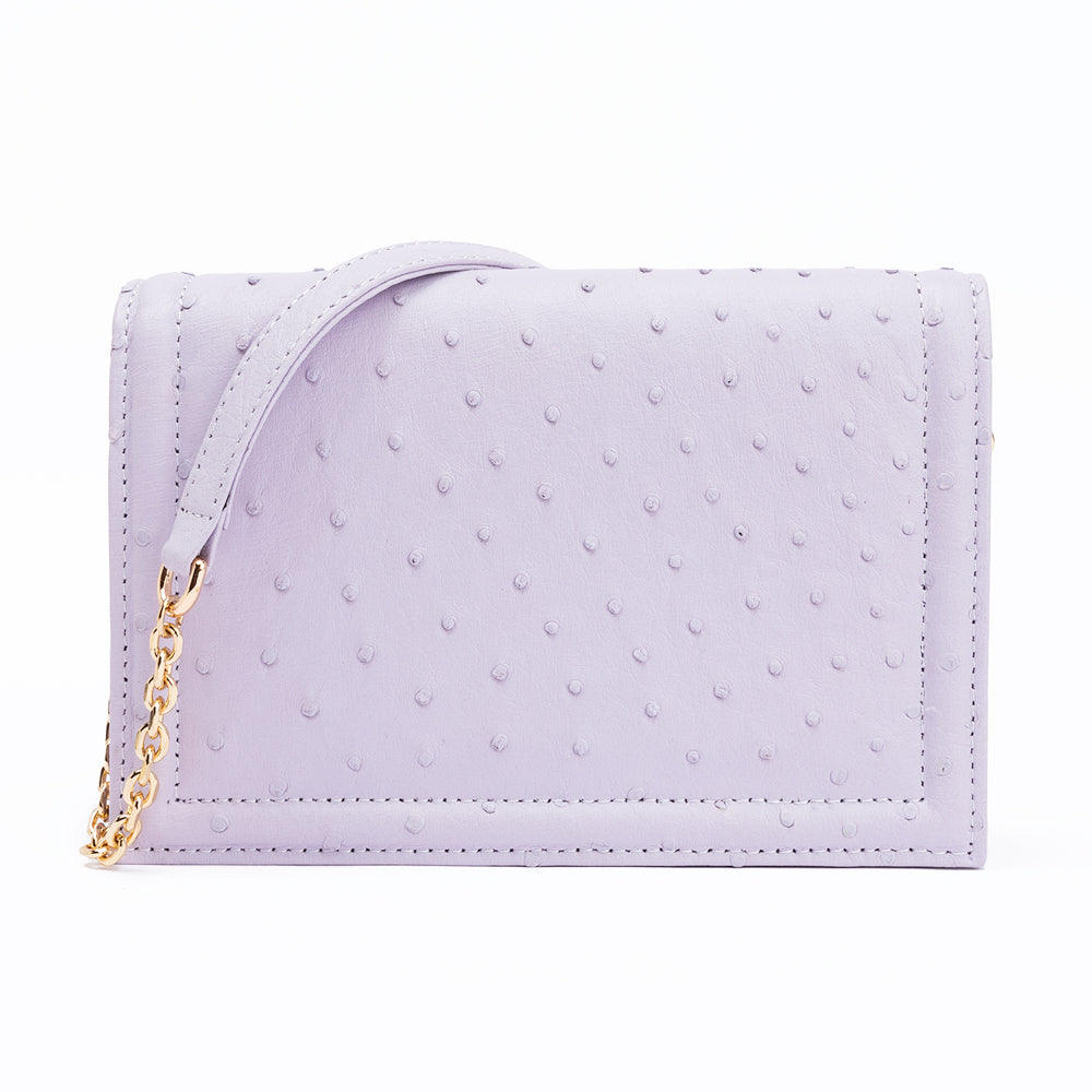 Green Market Crossbody in Periwinkle Ostrich