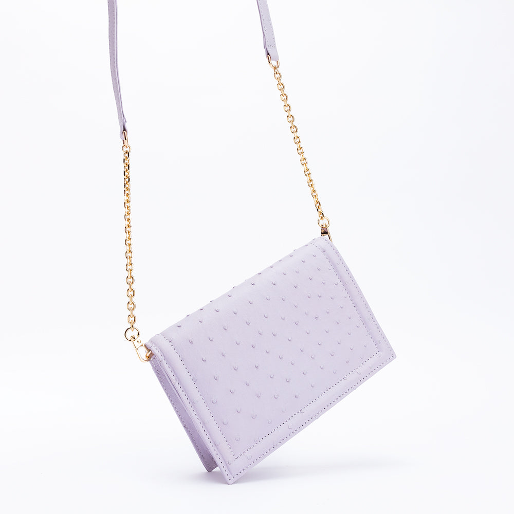 Green Market Crossbody in Periwinkle Ostrich