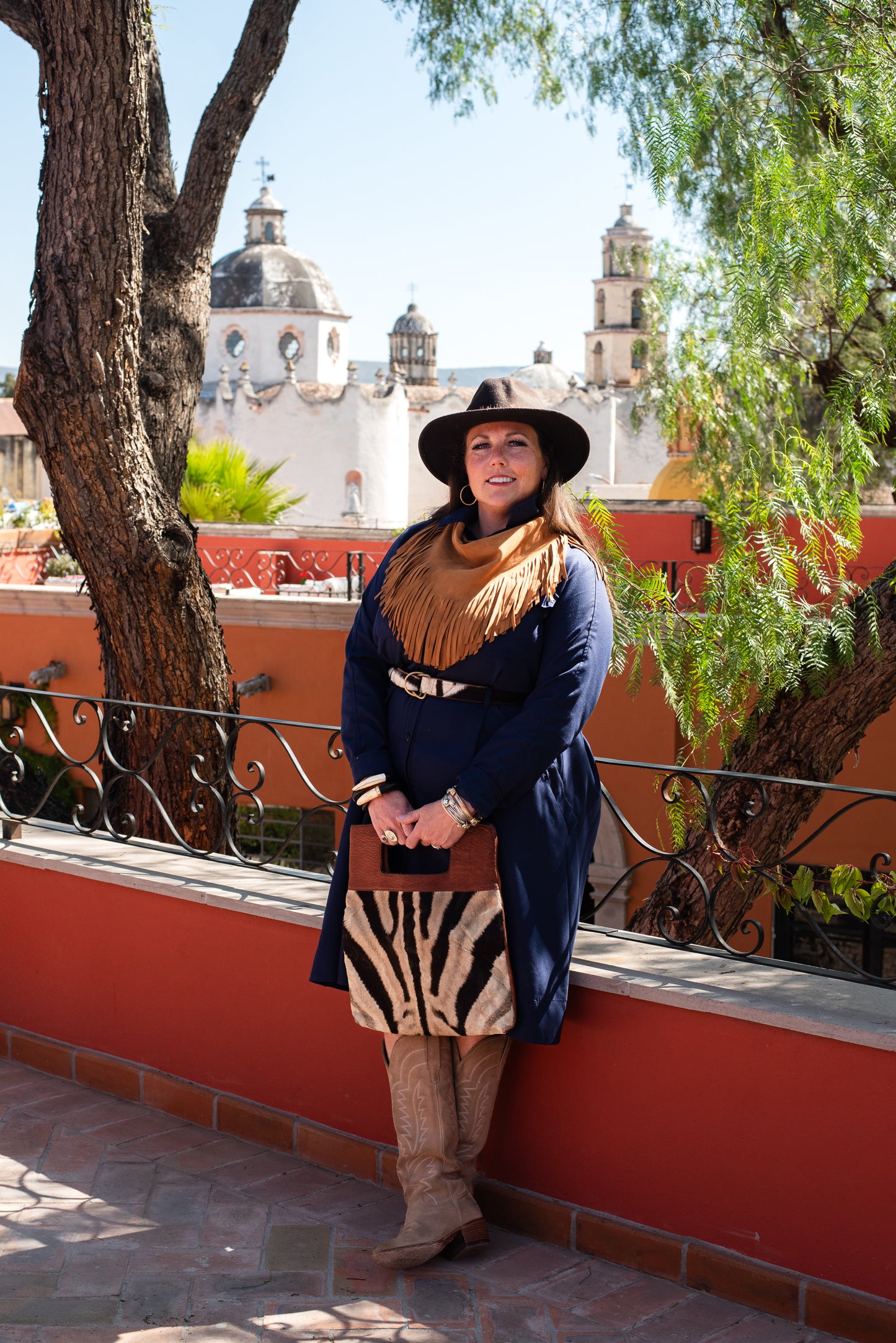 Texas Cowboy Fringe Collar in Amber Color Suede