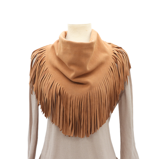 Texas Cowboy Fringe Collar in Palomino Tan Suede Color