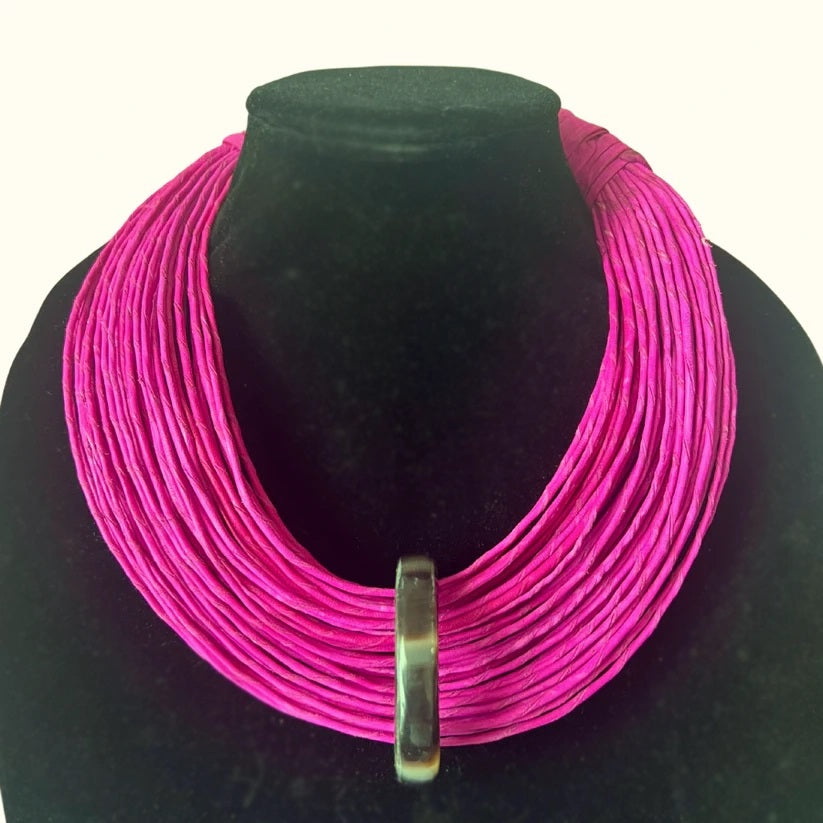 Norton and Hodges Far Post Leather Necklace with Cow Horn Pendant. Sustainably sourced. Inspired by Africa. Made in Charleston.
