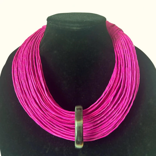 Norton and Hodges Far Post Leather Necklace with Cow Horn Pendant. Sustainably sourced. Inspired by Africa. Made in Charleston.