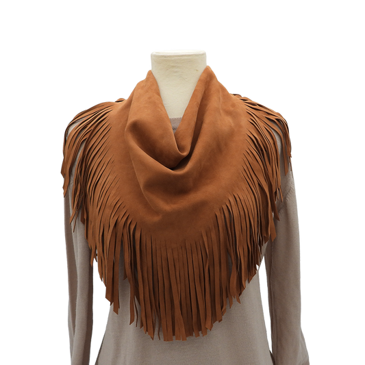 Texas Cowboy Fringe Collar in Red Dun Suede