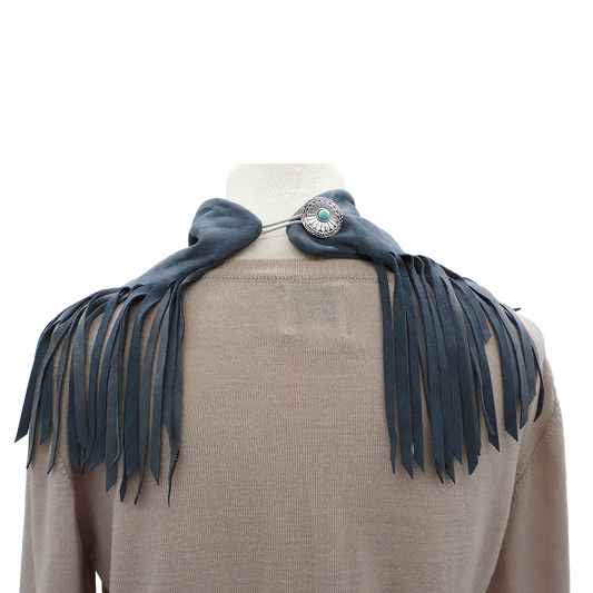Texas Cowboy Fringe Collar in Denim Suede