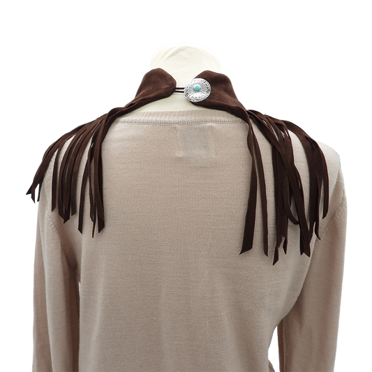 Texas Cowboy Fringe Collar in Liver Chestnut Suede Color