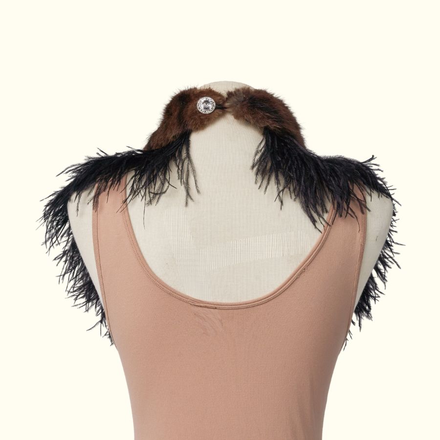 Heritage Collection Vintage Mink Collar with Ostrich Feathers