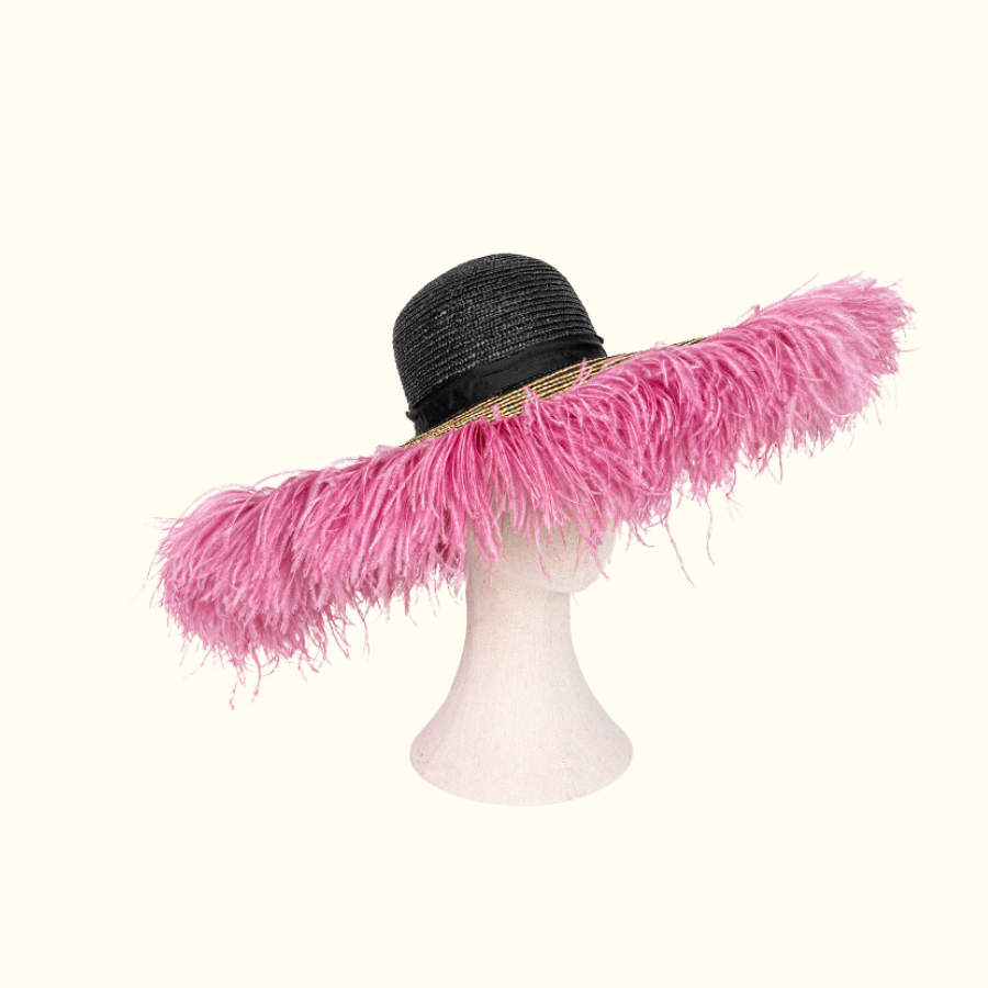 Mini Shannan Hat with Ostrich Trim - Norton and Hodges