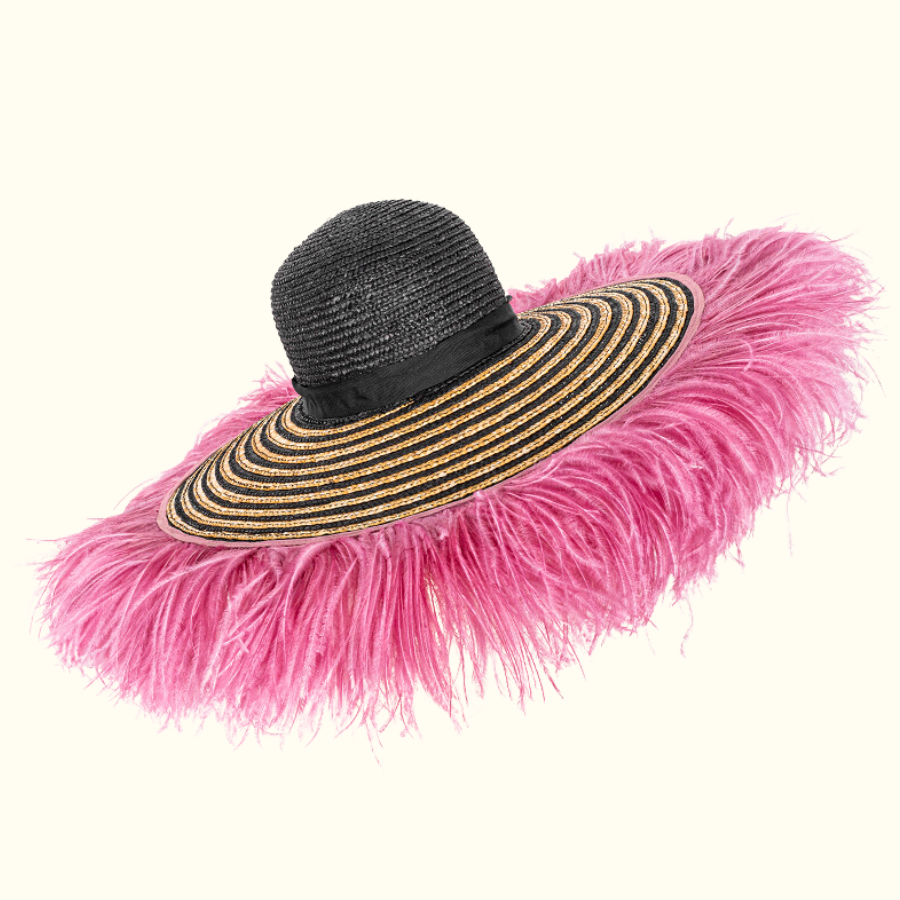 Mini Shannan Hat with Ostrich Trim - Norton and Hodges
