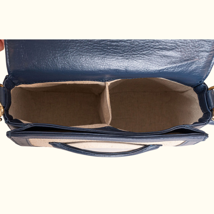 The Ellen in Hemp and Navy Leather - Norton and Hodges