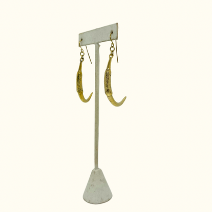 Crescent Moon Earrings in Brass