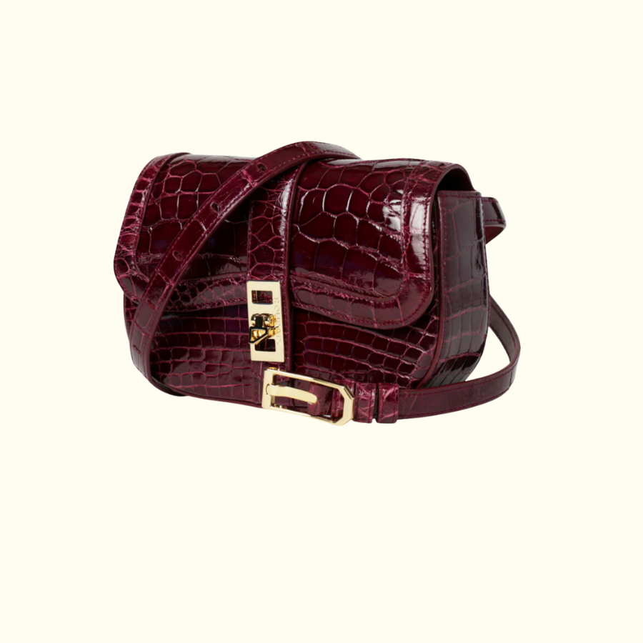 White (Maroon Stitching/Strap) / Gold