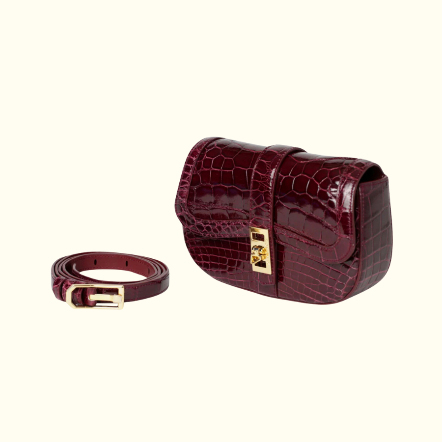 White (Maroon Stitching/Strap) / Gold