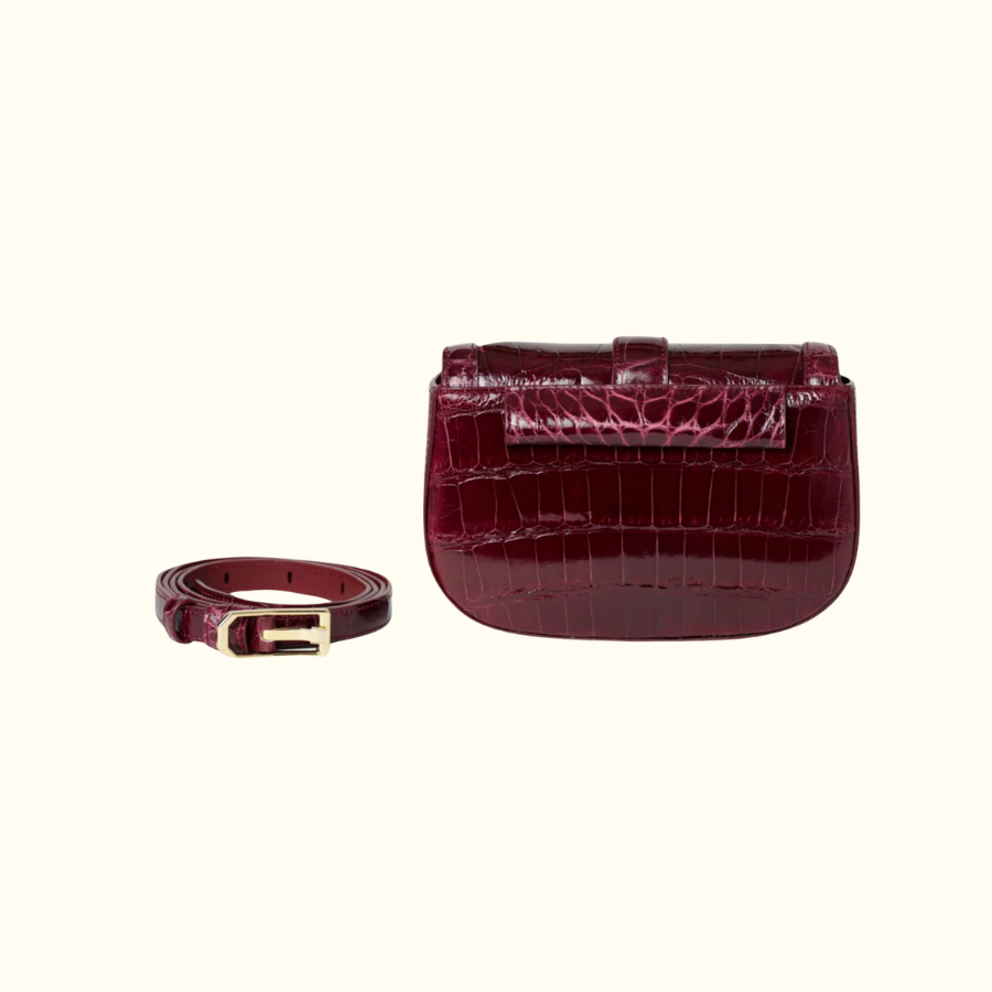 White (Maroon Stitching/Strap) / Gold