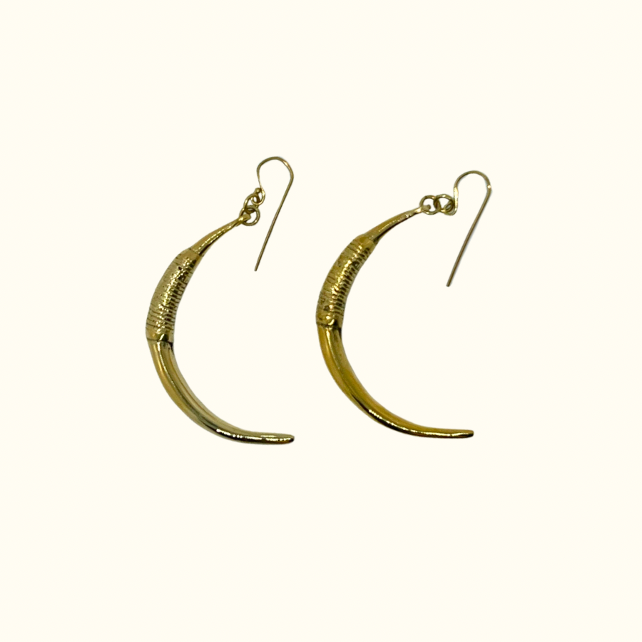 Crescent Moon Earrings in Brass