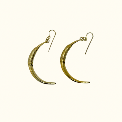 Crescent Moon Earrings in Brass