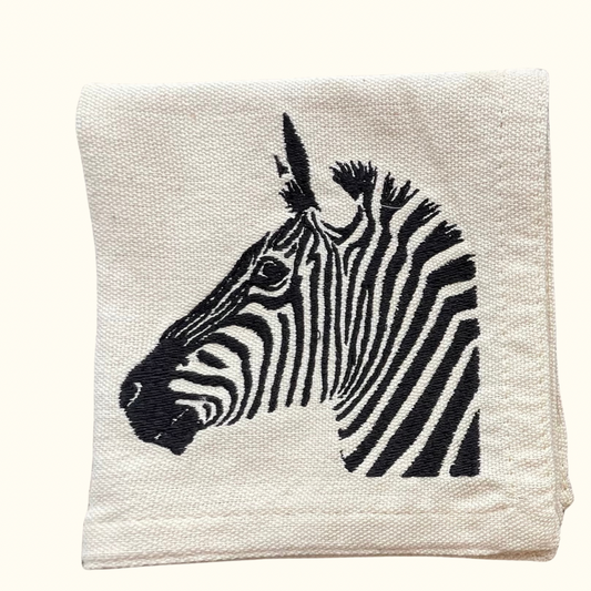 Safari Portraits-Zebra Set of 4 Large Cocktail Napkins