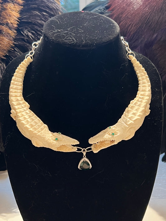 Double Alligator Necklace with Hellenite and Silver - Norton and Hodges