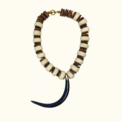 Zebra Crescent Moon Necklace