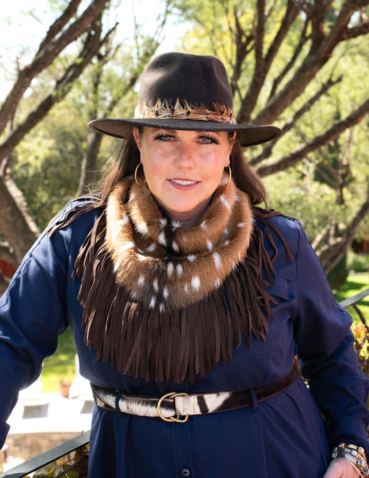 Double Cowboy Fringe Collar in Axis and Suede