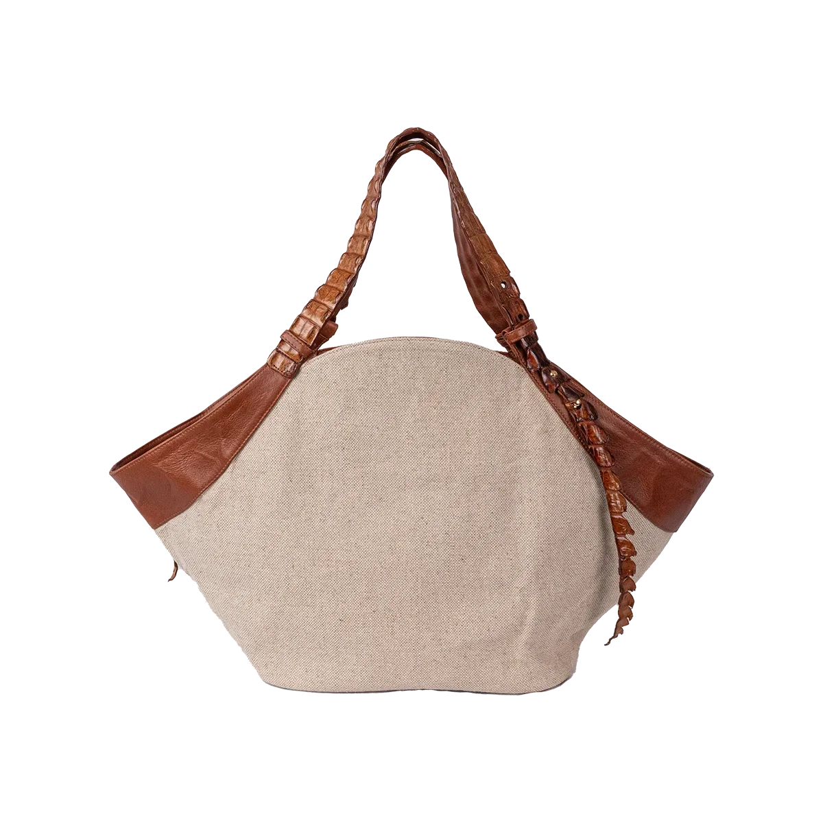 Mont Rochelle Tote in Natural with Crocodile Tail Accent - Norton and Hodges