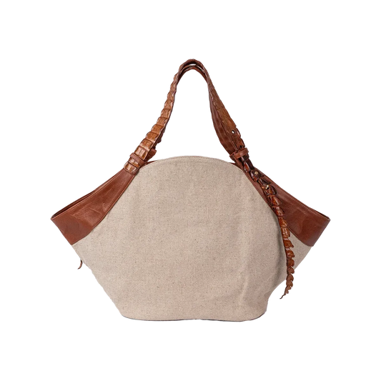 Mont Rochelle Tote in Natural with Crocodile Tail Accent - Norton and Hodges