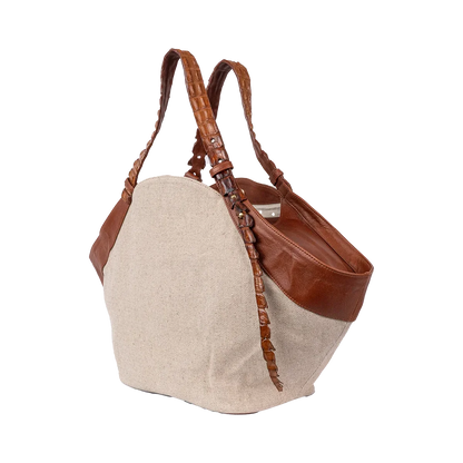 Mont Rochelle Tote in Natural with Crocodile Tail Accent - Norton and Hodges