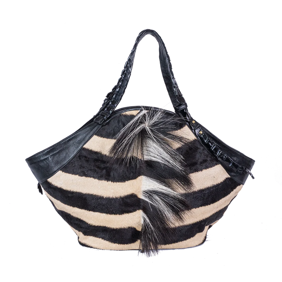 Mont Rochelle Tote with Zebra Mane and Crocodile