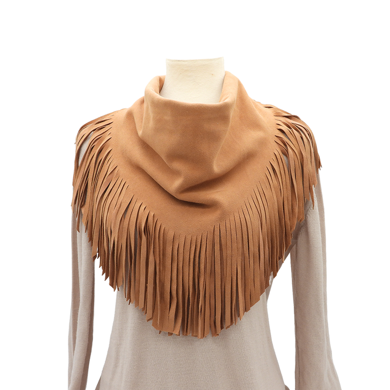 Texas Cowboy Fringe Collar in Palomino Tan Suede Color