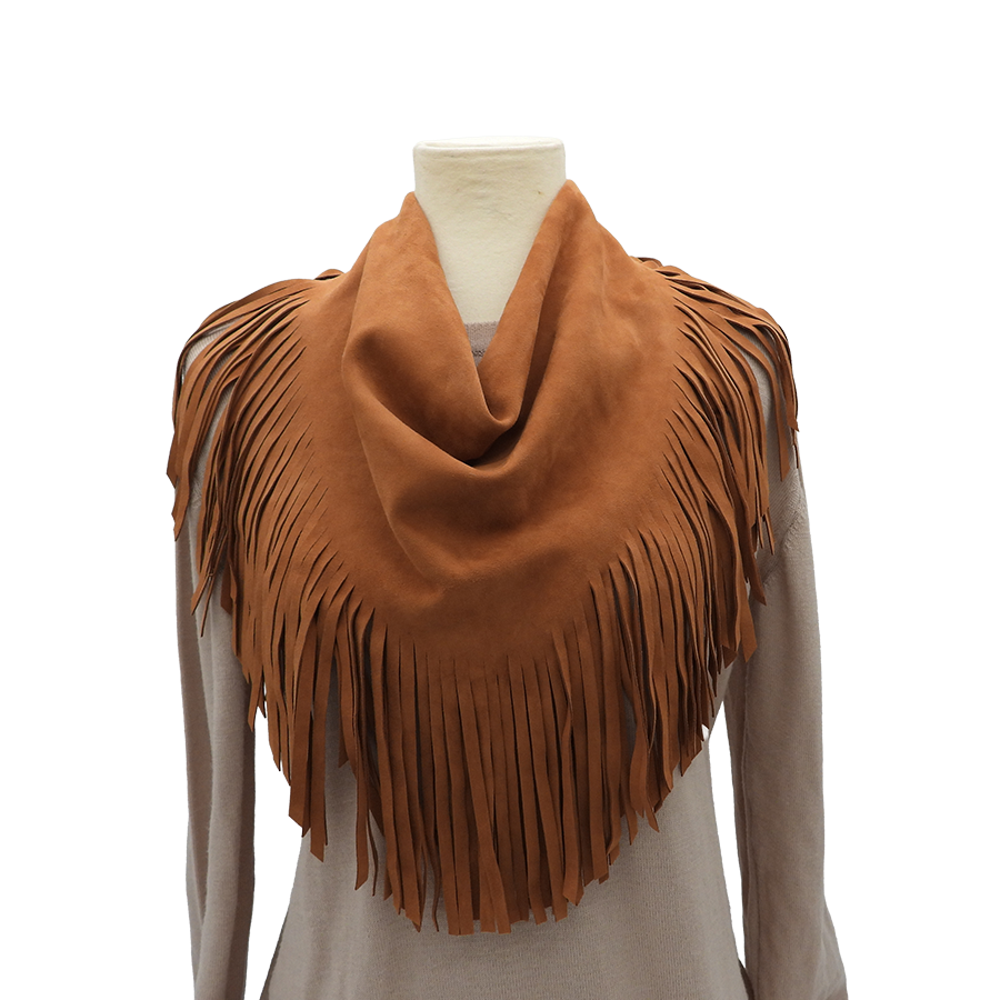 Texas Cowboy Fringe Collar in Red Dun Suede
