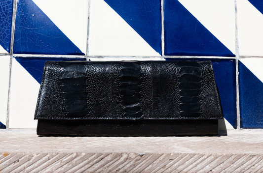 Klein Clutch in Black Ostrich Shin