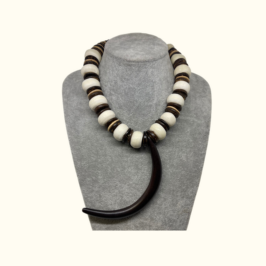 Zebra Crescent Moon Necklace