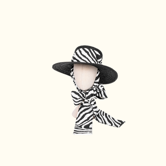 Summer Audrey Hat in Black with Zebra Band