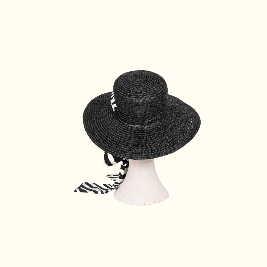Summer Audrey Hat in Black with Zebra Band - Norton and Hodges