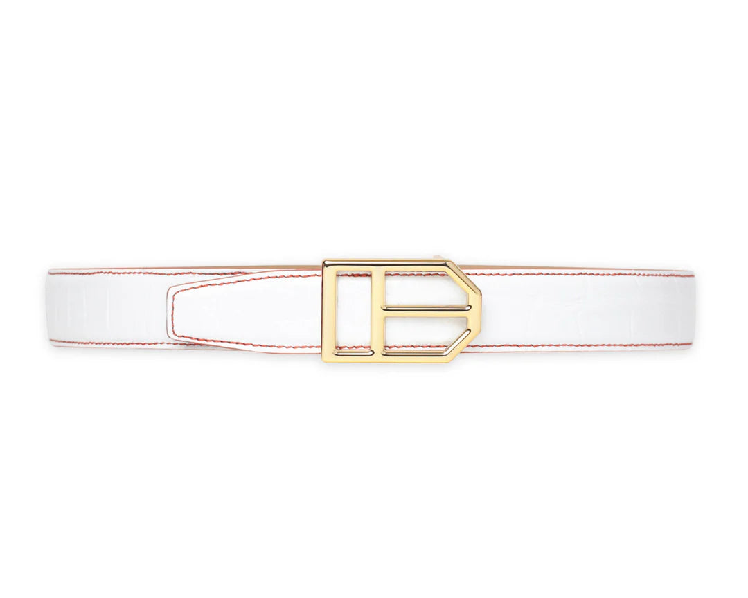 White with Maroon Trim / Gold / 26