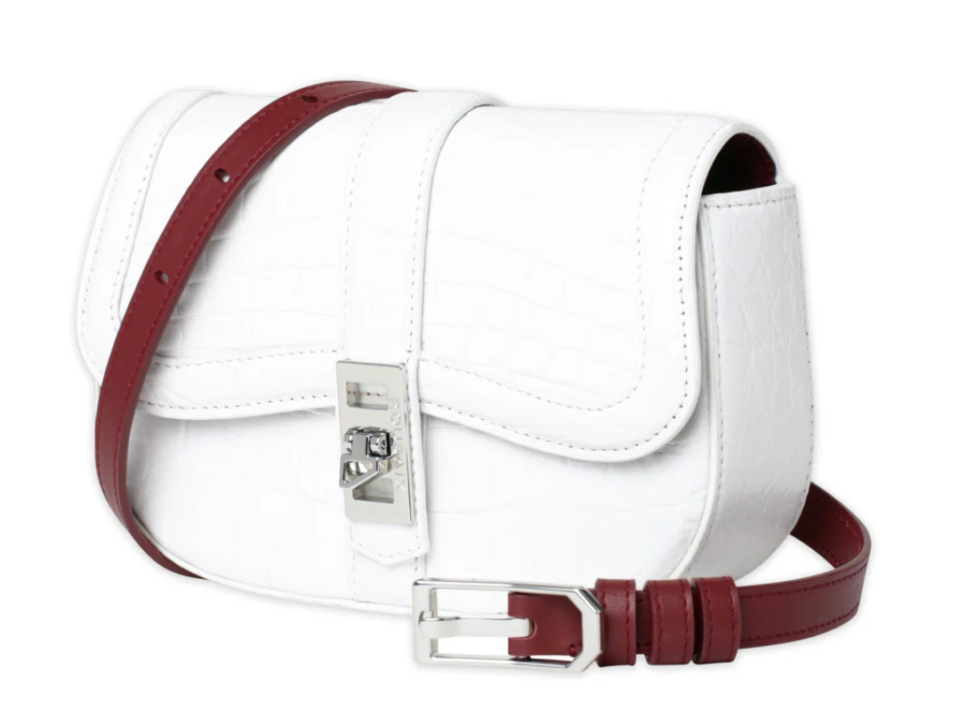 White (Maroon Stitching/Strap) / Gold