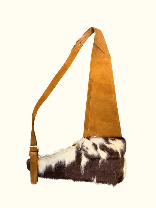 The "L" Travel Bag in Suede with Nguni